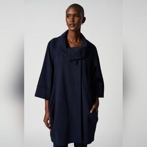 JOSEPH RIBKOFF* cocoon faux cowl asymmetric 3/4 sleeve button front jacket sz 10